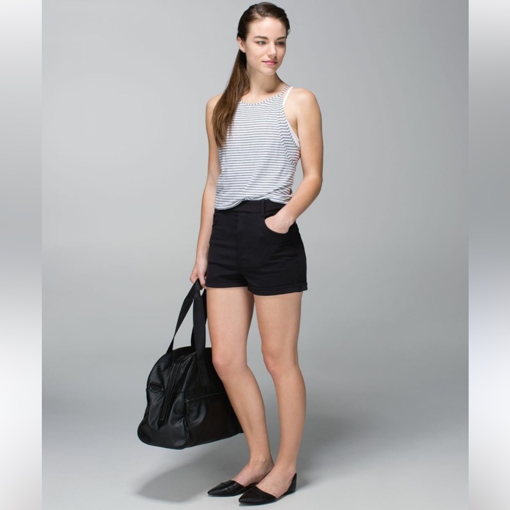 J16 Lululemon Vita Loca Tank Stripe White Heathered Medium‎ Grey